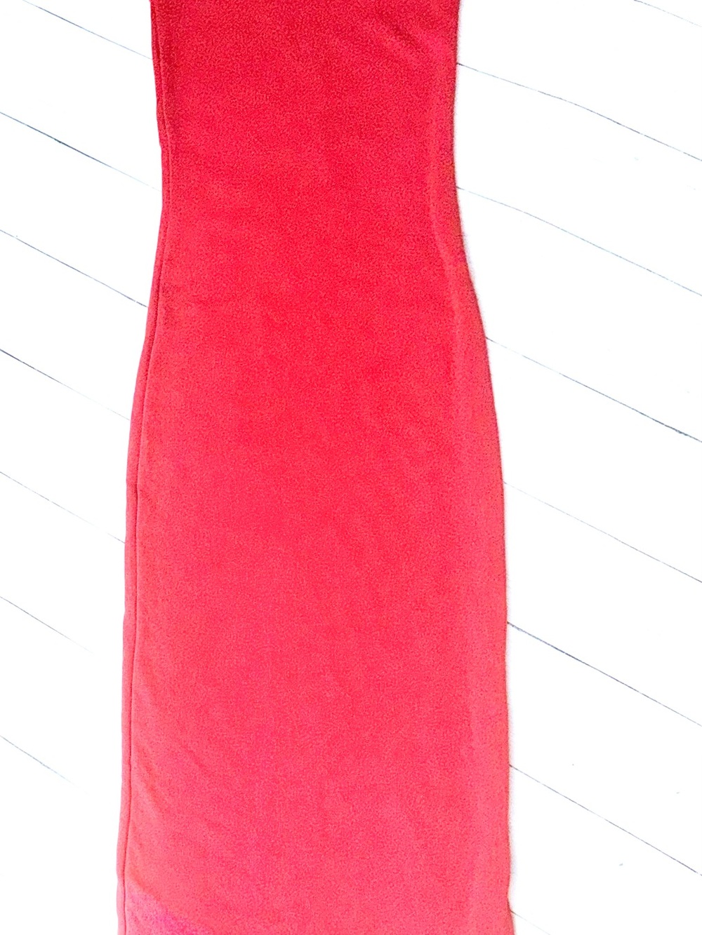 Zara Red/Orange Ribbed Stretch Mock Neck Cap Sleeve Maxi Dress S Bodycon Date - Picture 2 of 8